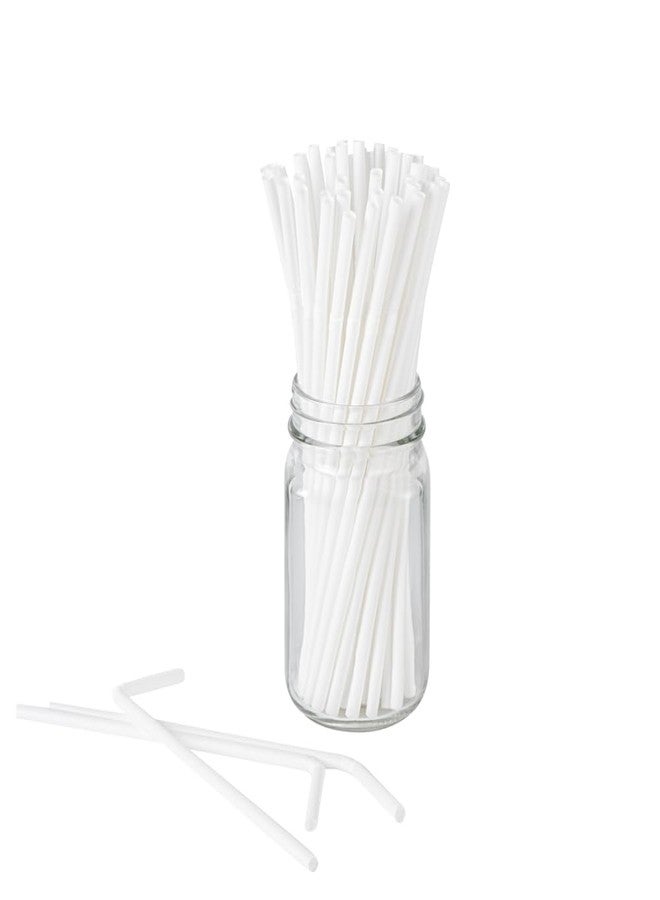 Restaurantware-Basic Nature 8.3 Inch Compostable Straws, 100 Disposable Straws - Sturdy, Flexible Neck, White PLA / PBAT Straw, BPI-Certified, For Hot And Cold Drinks - Image 1