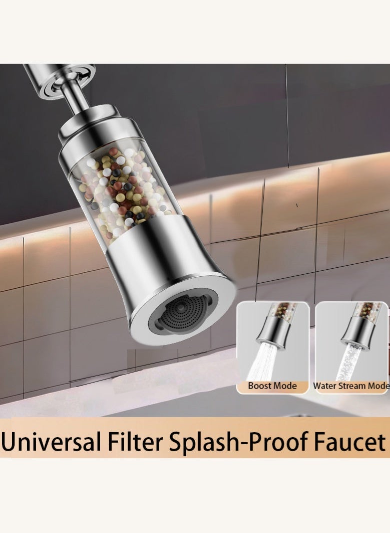 JOYBOS عنوان المنتج: التجارة الإلكترونية الدولية، فلتر صنبور عالمي دوار بزاوية 360 درجة مع مُهوية مانعة لتناثر الماء - مُنقّي مياه عكسي قابل للعكس للمطبخ والدش، ترشيح على 6 مراحل وتوفير في المياه - Image 2
