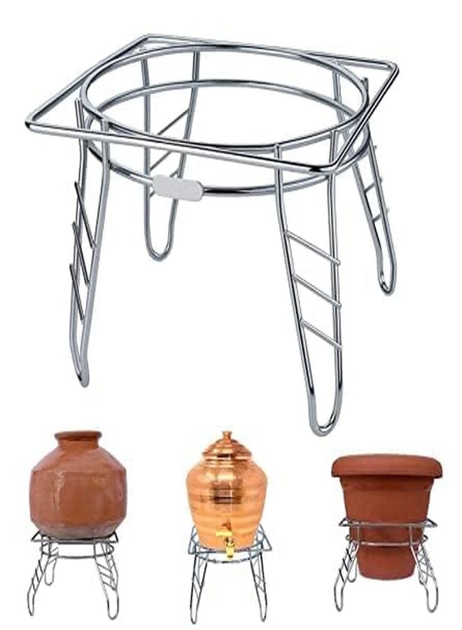 VIPREKHO Fancy Freestanding Water Pot And Matka Stand Stainless Steel Pot Stand Kitchen Tiered Shelf Rack Chrome Plated Plant Pot Stand ( 1 Pcs ) - Image 4