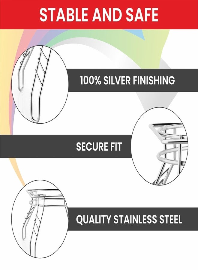 VIPREKHO Fancy Freestanding Water Pot And Matka Stand Stainless Steel Pot Stand Kitchen Tiered Shelf Rack Chrome Plated Plant Pot Stand ( 1 Pcs ) - Image 5