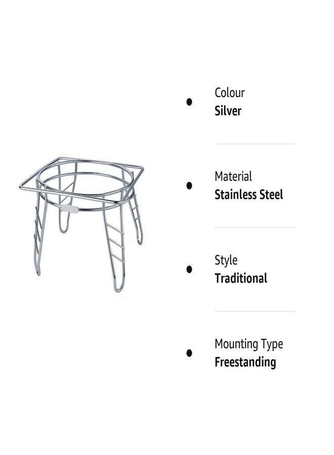 VIPREKHO Fancy Freestanding Water Pot And Matka Stand Stainless Steel Pot Stand Kitchen Tiered Shelf Rack Chrome Plated Plant Pot Stand ( 1 Pcs ) - Image 3