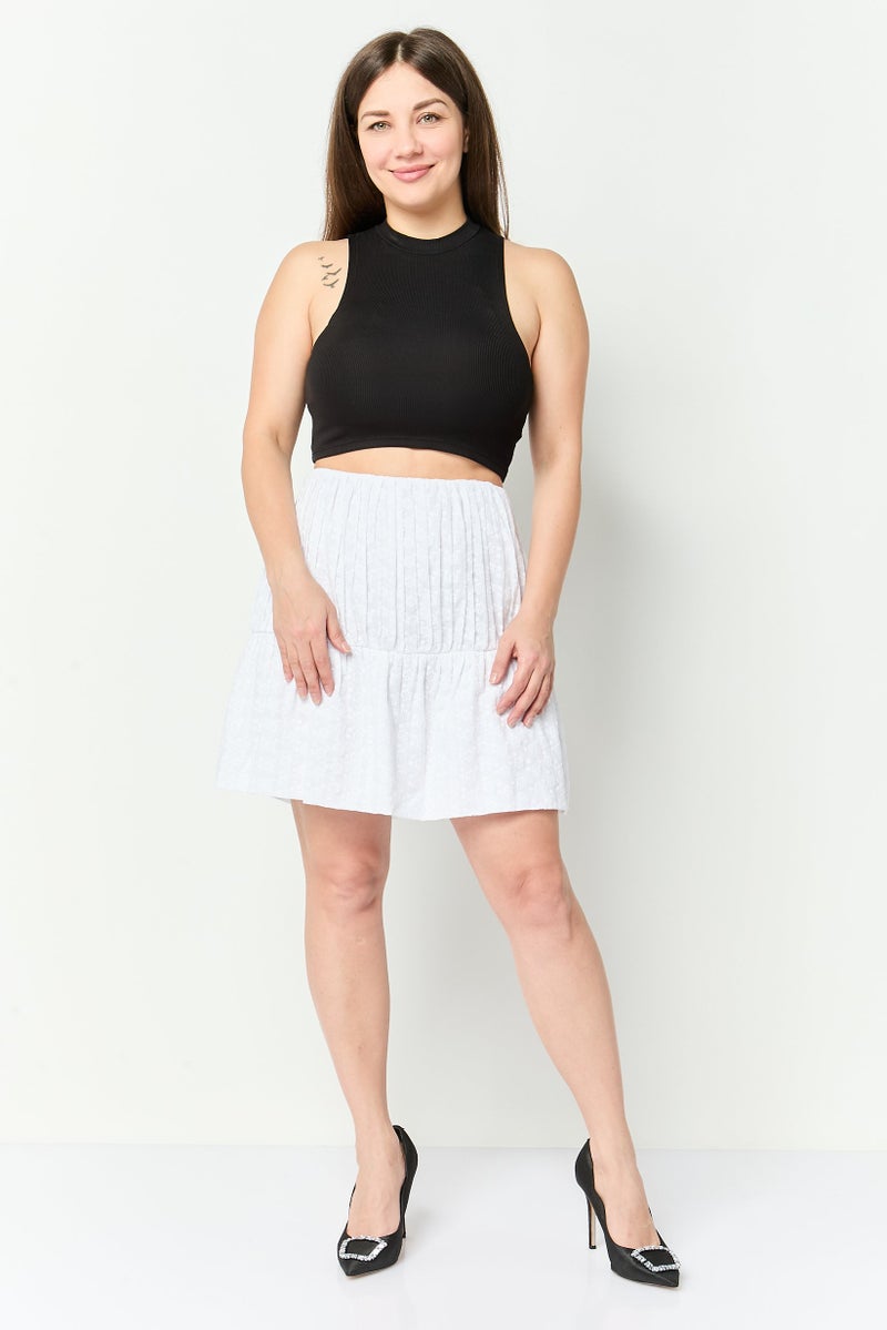 NA-KD تنورة قصيرة مزخرفة للنساء، بيضاء - Image 2