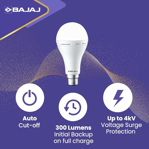 Bajaj iLED 8.5W Rechargeable Emergency Inverter LED Bulb | Cool Day Light | Upto 4 Hours Battery | B22D | (Pack of 1, White) - Image 4