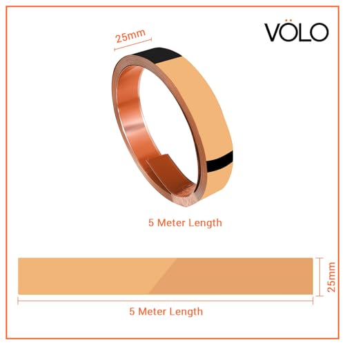 VOLO Stainless Steel 5 Meter/16.4ft Mirror Finish Weather Strip – Waterproof Self-Adhesive Tape for Tile Gap, Wall, Cabinet, Kitchen & Floor – Peel & Stick Adhesive Strip (ROSE GOLD, 25MM (1 INCH)) - Image 2