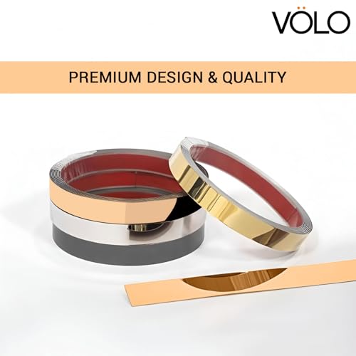 VOLO Stainless Steel 5 Meter/16.4ft Mirror Finish Weather Strip – Waterproof Self-Adhesive Tape for Tile Gap, Wall, Cabinet, Kitchen & Floor – Peel & Stick Adhesive Strip (ROSE GOLD, 25MM (1 INCH)) - Image 5