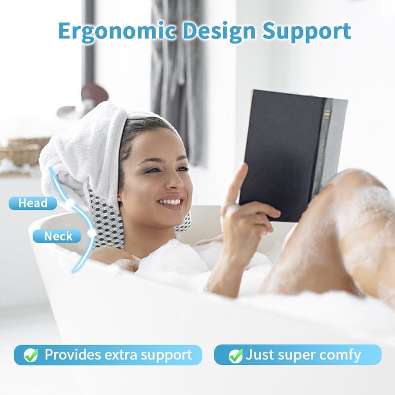 Conbella Luxury Bath Pillows for Tub, Slip Resistant Waterproof Bath Pillows for Tub Neck and Back Support with 2 Strong Suction Cups, Relaxing Spa Essentials - Image 2