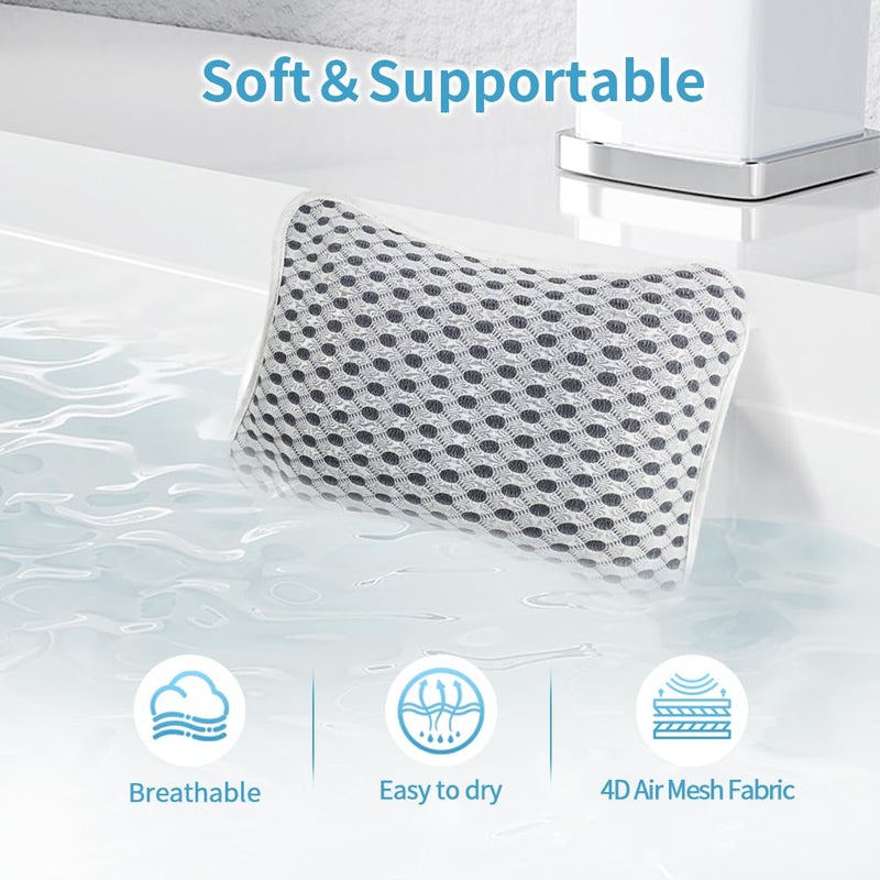 Conbella Luxury Bath Pillows for Tub, Slip Resistant Waterproof Bath Pillows for Tub Neck and Back Support with 2 Strong Suction Cups, Relaxing Spa Essentials - Image 3