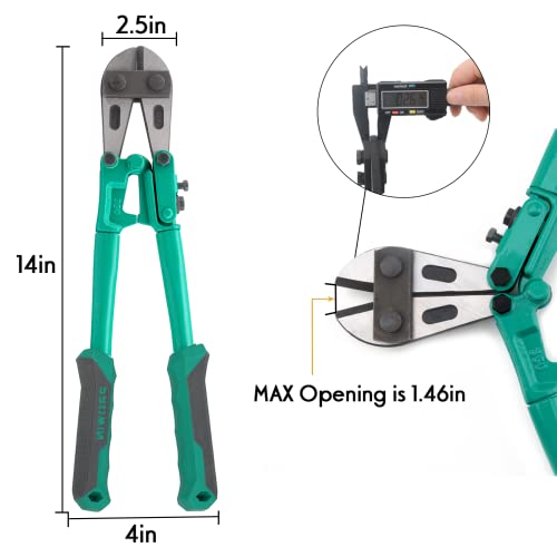 Prowin 14-Inch Heavy Duty Bolt Cutter, Hardened Chromium Molybdenum Steel Jaws with Spring-Loaded Lock, Ergonomic Cast Metal Handles for Cutting Chains, Locks, Steel Wires and Fences - Image 3