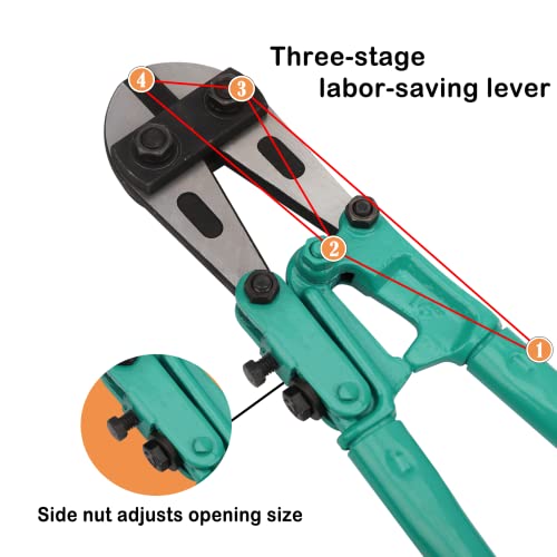 Prowin 14-Inch Heavy Duty Bolt Cutter, Hardened Chromium Molybdenum Steel Jaws with Spring-Loaded Lock, Ergonomic Cast Metal Handles for Cutting Chains, Locks, Steel Wires and Fences - Image 5