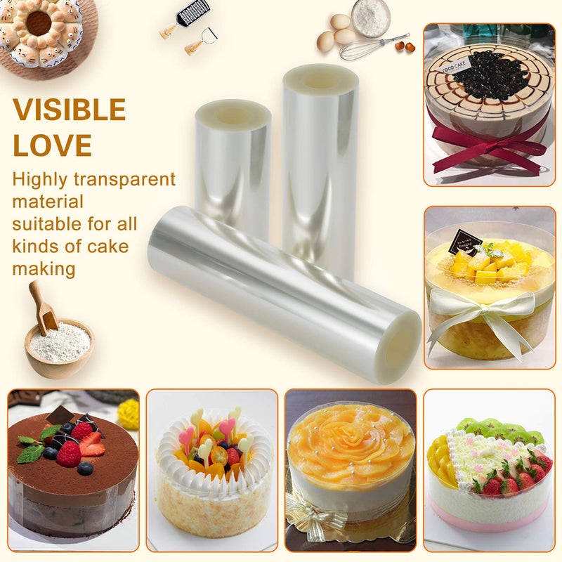 Ailaxq Cake Collars 6.3 X 394Inch Transparent Cake Rolls Acetate Sheet Transparent Chocolate Mousse Collar Baking Surrounding Edge Decorating Acetate Roll Cake Decorating - Image 3