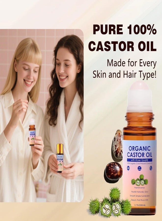YADUO 2Pcs Organic Castor Oil with Rose Quartz Roller, Natural Moisturizer, Cold-Pressed Pure Organic Castor Oil Roller Ball for Hair, Eyelashes, Eyebrows & Skin - Image 5