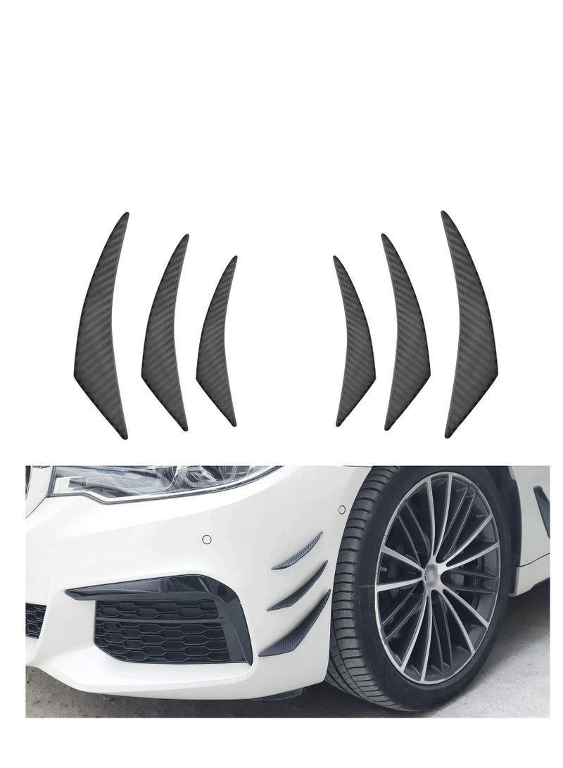 SYOSI Car Bumper Protector, Car Front Edge Bumper Fin Carbon Fiber Exterior Rubber Fins Spoiler Canards Kit for Car Body Auto Anti-Collision Strip Decoration Stickers Accessories for Car (6Pcs) - Image 1