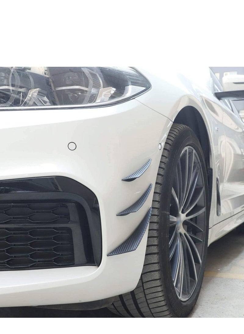 SYOSI Car Bumper Protector, Car Front Edge Bumper Fin Carbon Fiber Exterior Rubber Fins Spoiler Canards Kit for Car Body Auto Anti-Collision Strip Decoration Stickers Accessories for Car (6Pcs) - Image 2