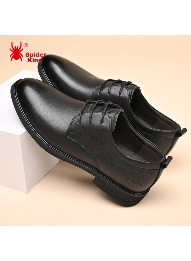 Spider King Men'S Leather Shoes British Style Lace-Up Business Formal Shoes Men'S Work Shoes Black Size 39 - Image 5