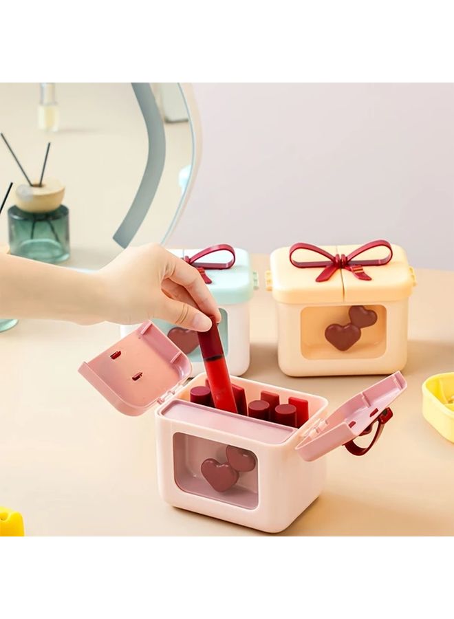 2025 New Bow Magnetic Lid Lipstick Storage Box Elegant Yellow Dustproof Cosmetics Organizer For Nail Polish Perfect Desktop Display Case With Drawer Vanity Solution Ideal Christmas Birthday Gift - Image 4