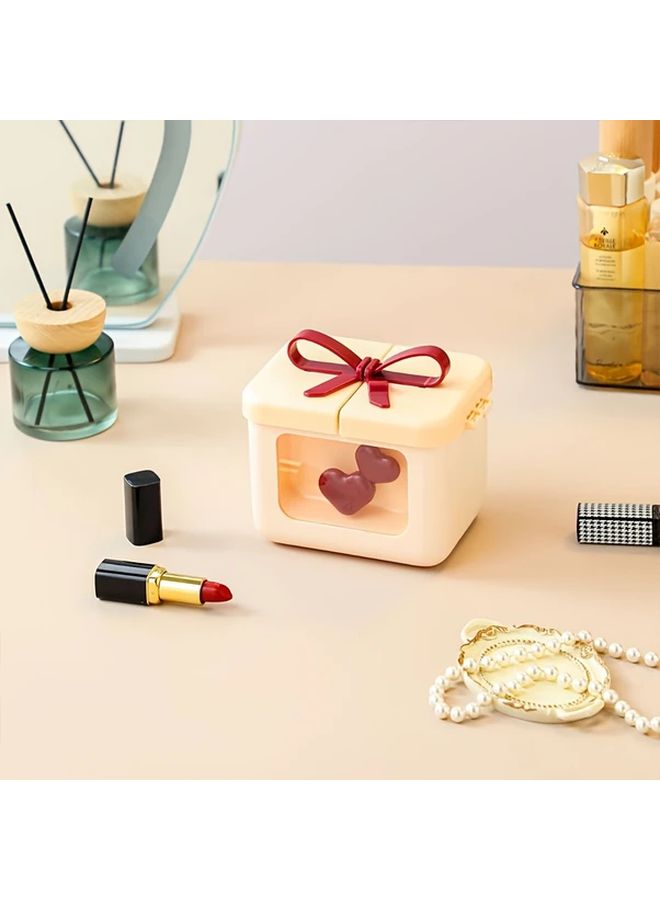 2025 New Bow Magnetic Lid Lipstick Storage Box Elegant Yellow Dustproof Cosmetics Organizer For Nail Polish Perfect Desktop Display Case With Drawer Vanity Solution Ideal Christmas Birthday Gift - Image 2