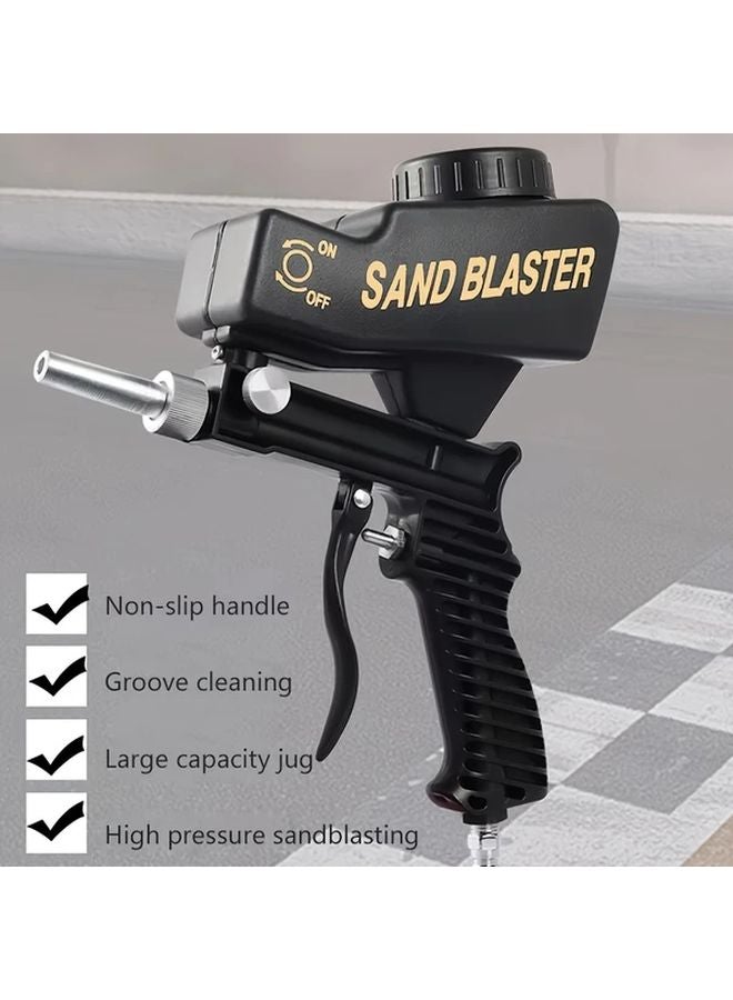 Black Pneumatic Sandblaster Gun Adjustable Gravity Feed Rust Removal 90Psi - Image 1