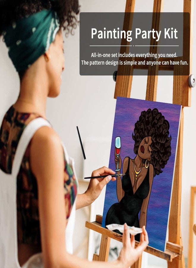 VOCHIC Painting Kit Pre Drawn Canvas for Painting for Adults Party Kits Paint and Sip Party Supplies 8x10 Canvas 8 Acrylic Colors,3 Brush,1 Pallet Chic Girl Art Set - Image 3