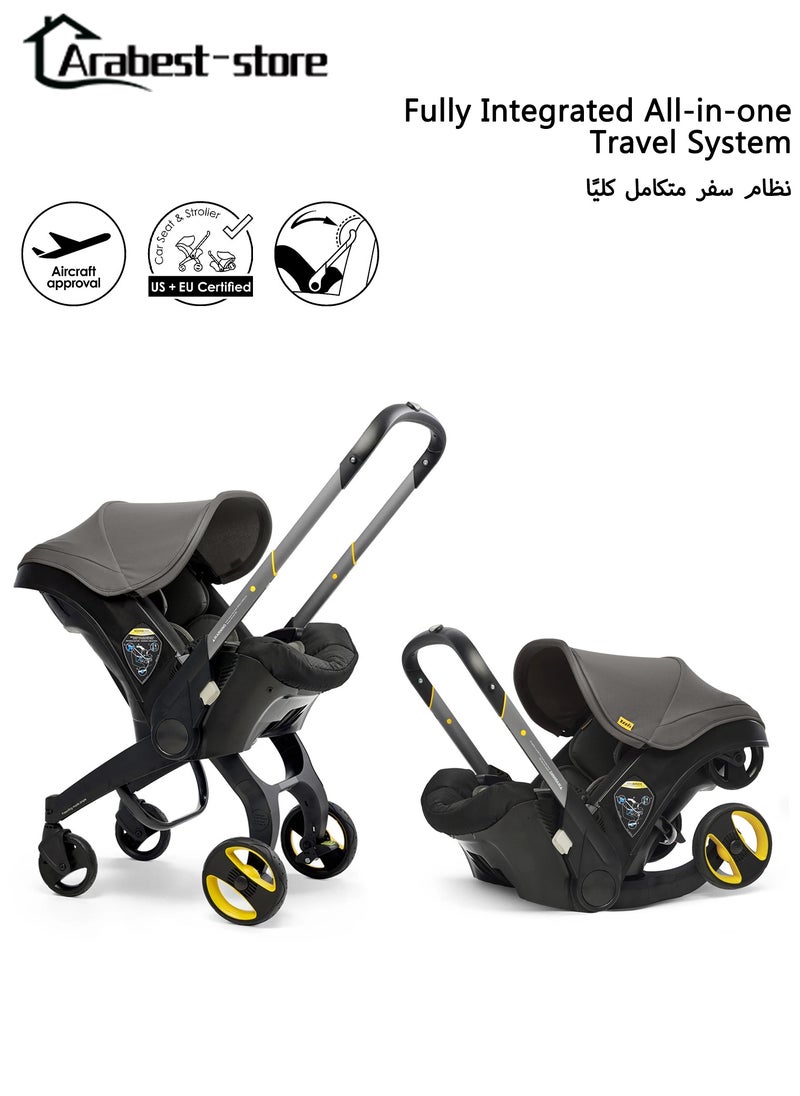 Arabest 4-In-1 Portable Baby Two-Way Travel Stroller System, Carrier, Rocking Chair And Car Seat - All-In-One Travel System, 2 Kg To 16 Kg, Black  - Image 1
