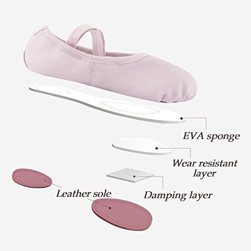 DyingSwan Toddler Ballet Shoes for Girls, Soft Leather Ballet Slippers, No-Tie Ballet Shoes Dance Shoes for Girls (Toddler/Little/Big Kid/Women) Pink - Image 4