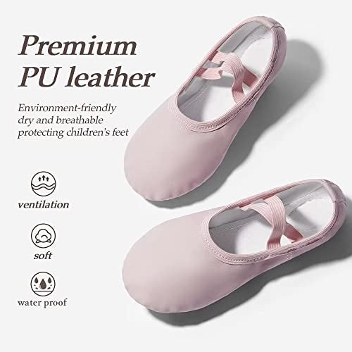 DyingSwan Toddler Ballet Shoes for Girls, Soft Leather Ballet Slippers, No-Tie Ballet Shoes Dance Shoes for Girls (Toddler/Little/Big Kid/Women) Pink - Image 2