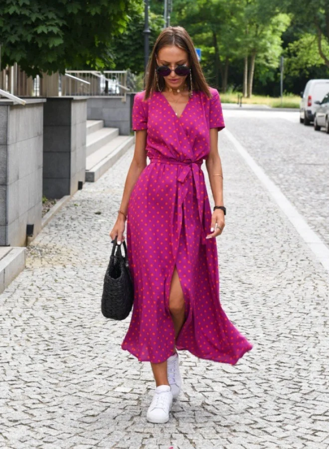 SIMPLEE Summer V Neck Printed Dress