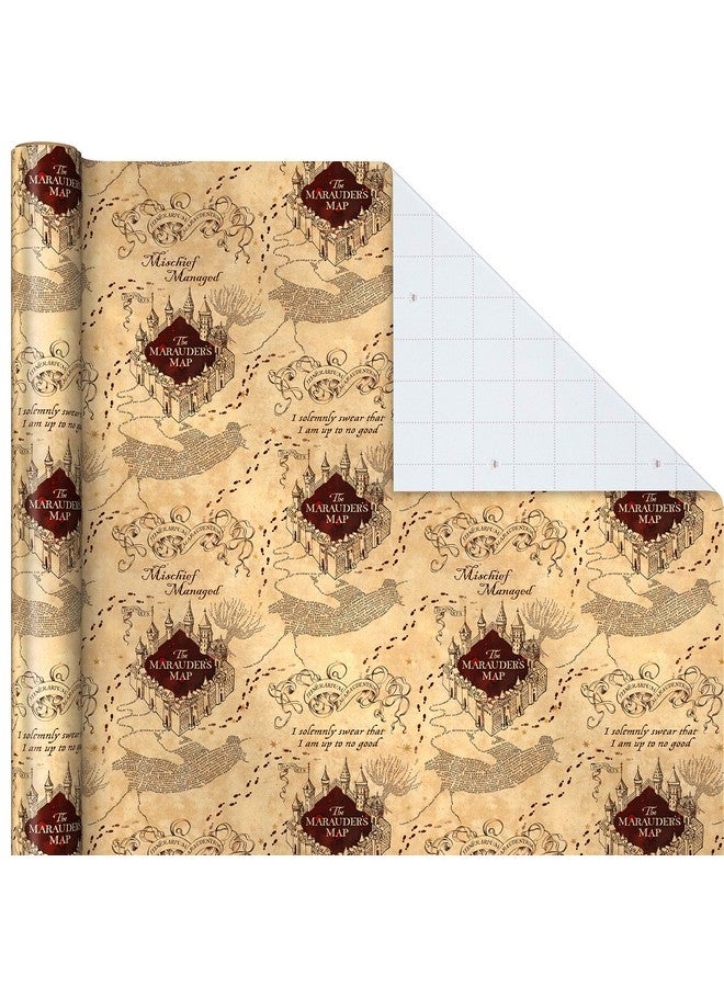 Hallmark Harry Potter Wrapping Paper with Cut Lines on Reverse (3-Pack: 60 sq. ft. ttl; Marauder's Map, Hogwarts Crest) for Birthdays, Graduations, Christmas, Valentine's Day, Kids, Fans - Image 4