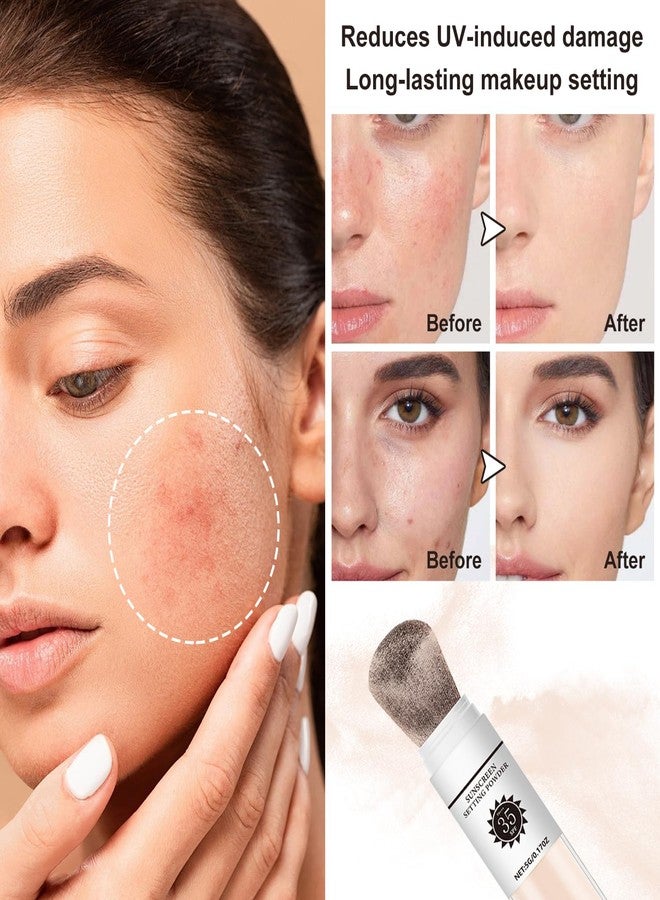 بودرة تثبيت واقية من الشمس بعامل حماية 35، بودرة معدنية للوجه وفروة الرأس، بودرة سائبة للتحكم في الزيوت، لمسة نهائية طبيعية غير لامعة، شفافة، تدوم طويلاً، خفيفة الوزن، تسمح بمرور الهواء، مناسبة لجميع أنواع البشرة (رقم 01 شفاف) - Image 5