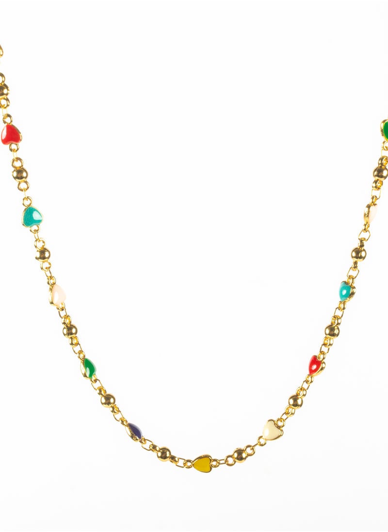 The Black Pearl Accessories - Colorful Hearts Chinese Gold Pendant Necklace - Image 1