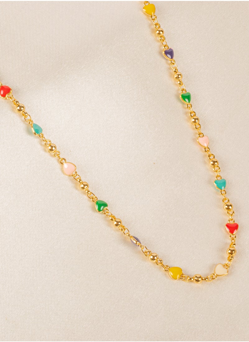 The Black Pearl Accessories - Colorful Hearts Chinese Gold Pendant Necklace - Image 1