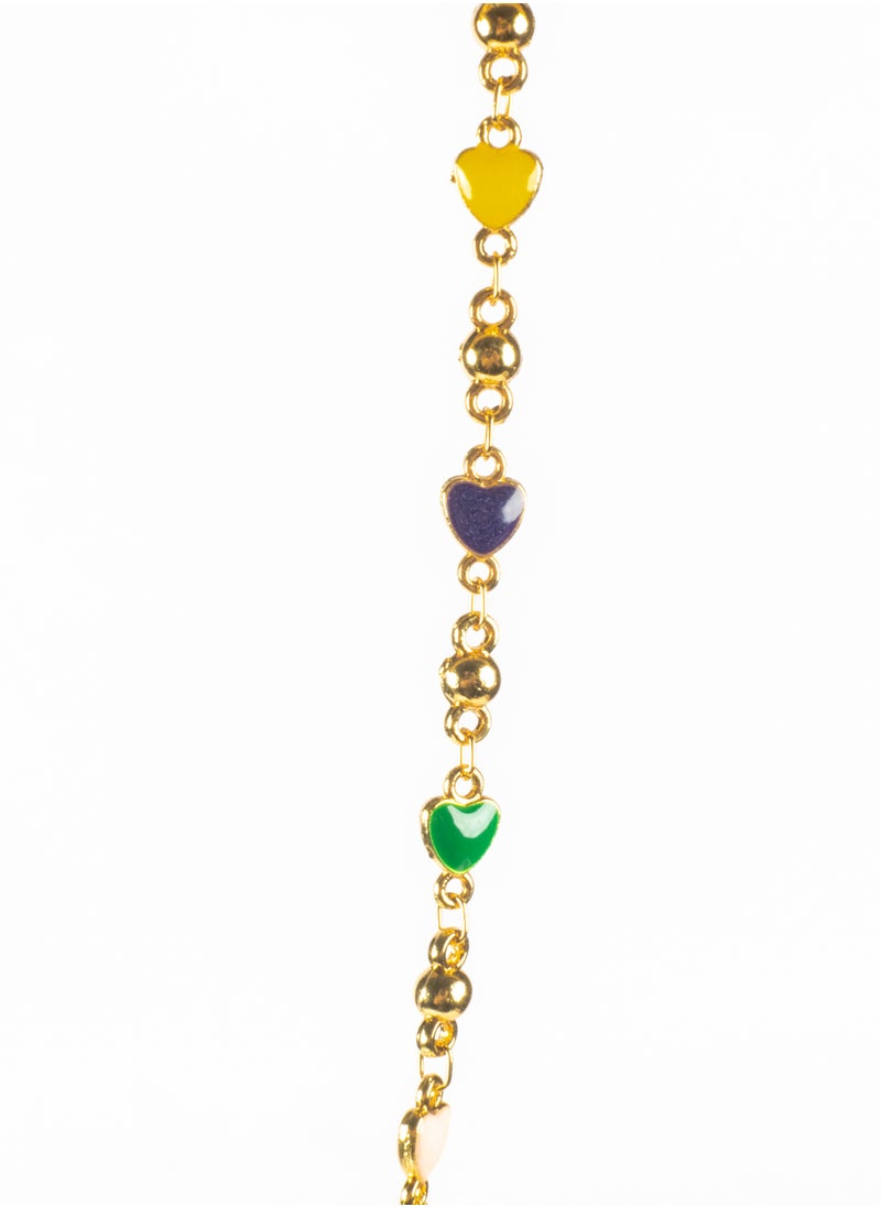 The Black Pearl Accessories - Colorful Hearts Chinese Gold Pendant Necklace - Image 1