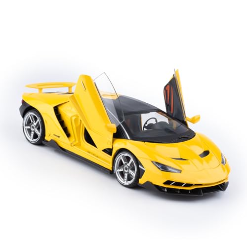 FRJV Toy Cars 118 Diecast Cars LP770 Metal Sports Car Model Car KitsCarros De Coleccion for Adults and KidsPull Back Cars with Lights and SoundsBig Toy Cars for Boys Age 47Yellow - Image 1