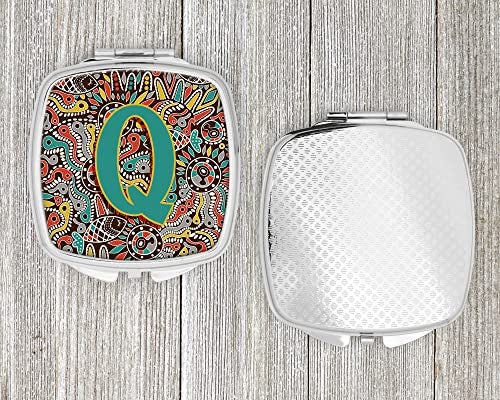 Caroline's Treasures CJ2013-QSCM Letter Q Retro Tribal Alphabet Initial Compact Mirror Decorative Travel Makeup Mirror for Women Girls Gifts Pocket Makeup Mirror Folding Handheld - Image 4