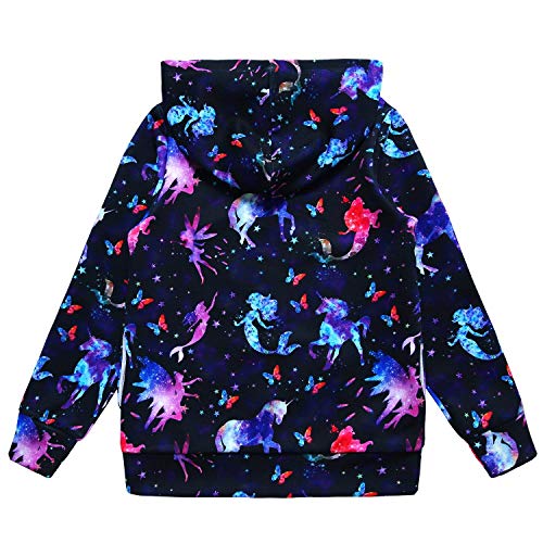 QPANCY Hoodie for Girls Mermaid Zip Up Jackets Sweatshirt Navy Blue Tops Outfit 10 11 - Image 2