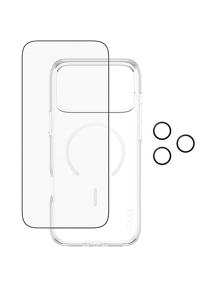 بانزرجلاس بكج حماية بانزر جلاس CARE يدعم MagSafe فلاقشيب اكسبلورر 3 في 1 ايفون 17 برو ماكس - شفاف - Image 3