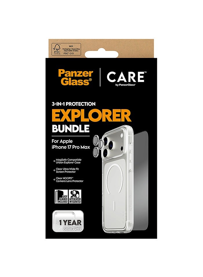 بانزرجلاس بكج حماية بانزر جلاس CARE يدعم MagSafe فلاقشيب اكسبلورر 3 في 1 ايفون 17 برو ماكس - شفاف - Image 4
