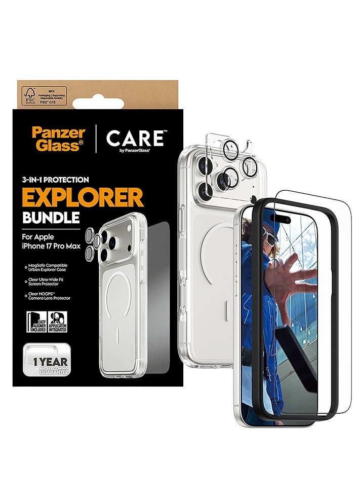 بانزرجلاس بكج حماية بانزر جلاس CARE يدعم MagSafe فلاقشيب اكسبلورر 3 في 1 ايفون 17 برو ماكس - شفاف - Image 2