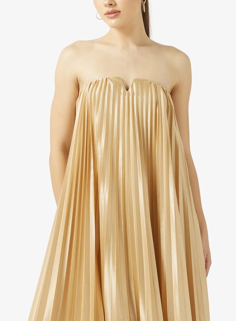 Ginger  Bandeau Plisse Metallic Dress for Women | Best Price UAE