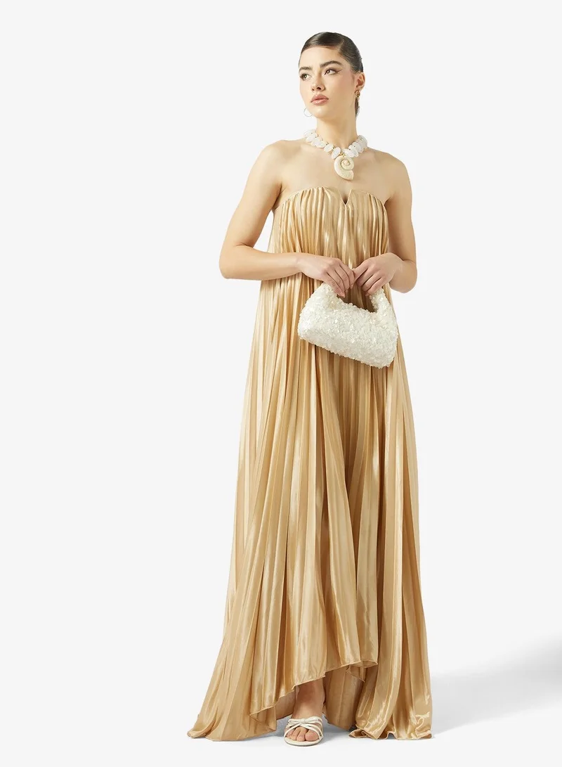 Ginger  Bandeau Plisse Metallic Dress for Women | Best Price UAE