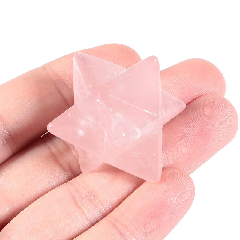 Loveliome Natural Rose Quartz Merkaba Crystal Protection Sacred Meditation Energy Generator Healing Chakra SixPointed Star 1 Inch
