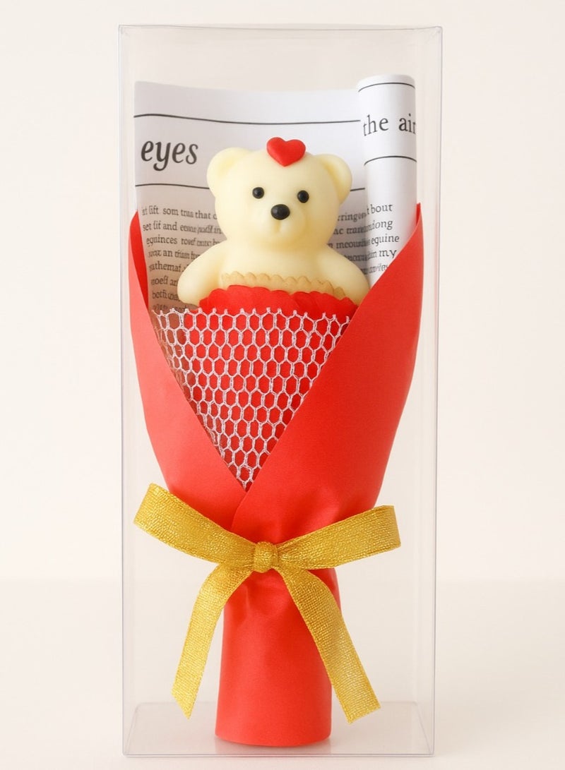 Flower Bouquet, Mini Teddy Bear Bouquet with Artificial Rose for Students, Perfect Romantic Gift for Occasions, Valentine's Day, Mother's Day, and Birthdays - Image 2