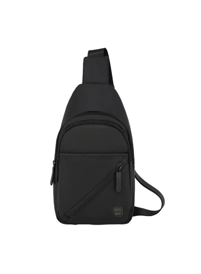 أفو شنطة صدر عملية من خامة متينة مقاومة للماء، تحتوي على جيوب متعددة وسحّابات قوية، مثالية للسفر، التسوق، والرحلات اليومية بلون أسود - Image 1