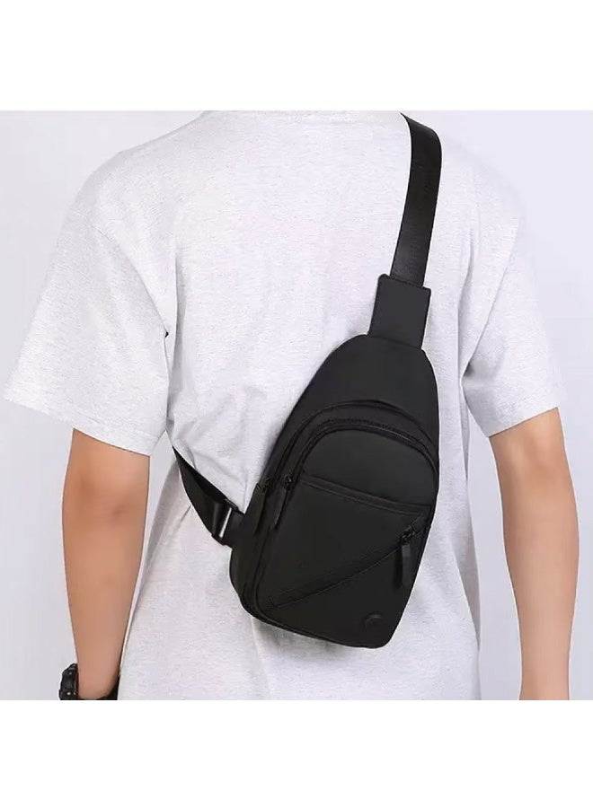 أفو شنطة صدر عملية من خامة متينة مقاومة للماء، تحتوي على جيوب متعددة وسحّابات قوية، مثالية للسفر، التسوق، والرحلات اليومية بلون أسود - Image 2