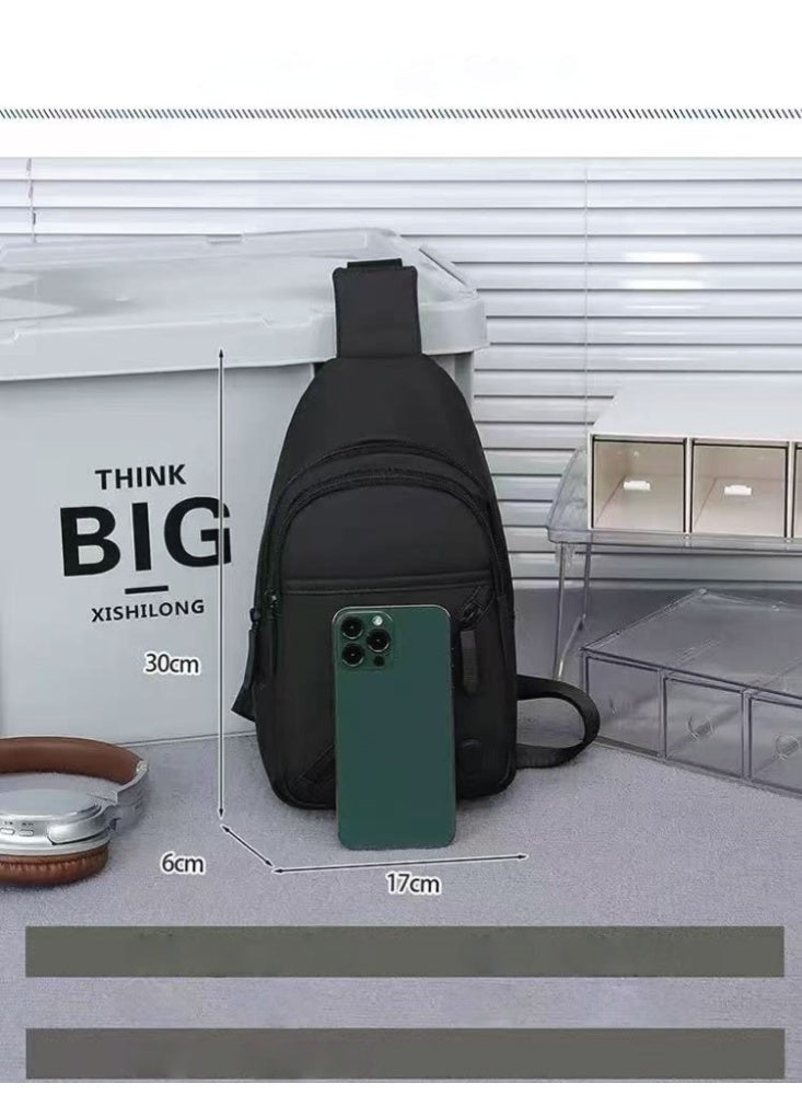 أفو شنطة صدر عملية من خامة متينة مقاومة للماء، تحتوي على جيوب متعددة وسحّابات قوية، مثالية للسفر، التسوق، والرحلات اليومية بلون أسود - Image 4