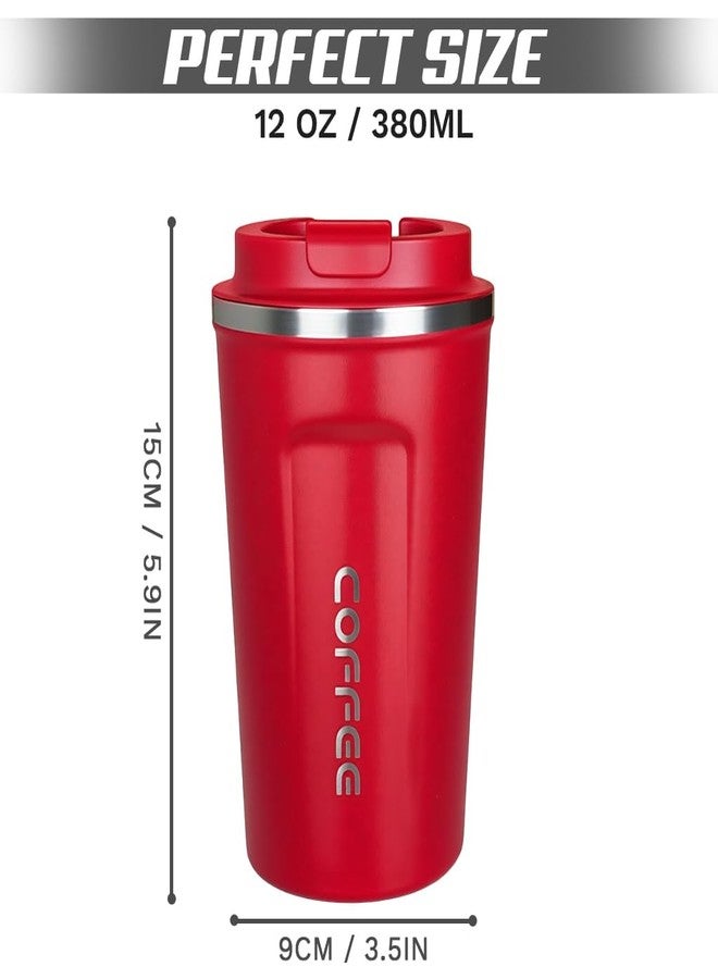 SPLMIFA Travel coffee mugs leak-proof, reusable coffee cup with lid, stainless steel vacuum insulated coffee tumblers, thermal insulation cups for men & women keep drinks hot & cold (2nd-Red, 12OZ) - Image 4