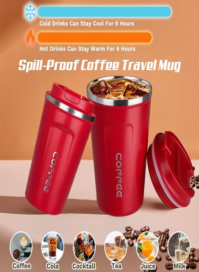SPLMIFA Travel coffee mugs leak-proof, reusable coffee cup with lid, stainless steel vacuum insulated coffee tumblers, thermal insulation cups for men & women keep drinks hot & cold (2nd-Red, 12OZ) - Image 2