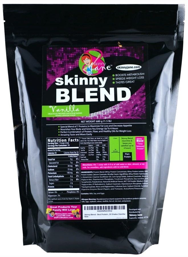 Skinny Jane - Skinny Blend - Best Tasting Protein Shake for Women - Slim Fast Weight Loss Shakes - Meal Replacement - Low Carb Breakfast - Diet Supplement - Appetite Suppressant - 30 Delicious Shakes (Vanilla) - Image 1