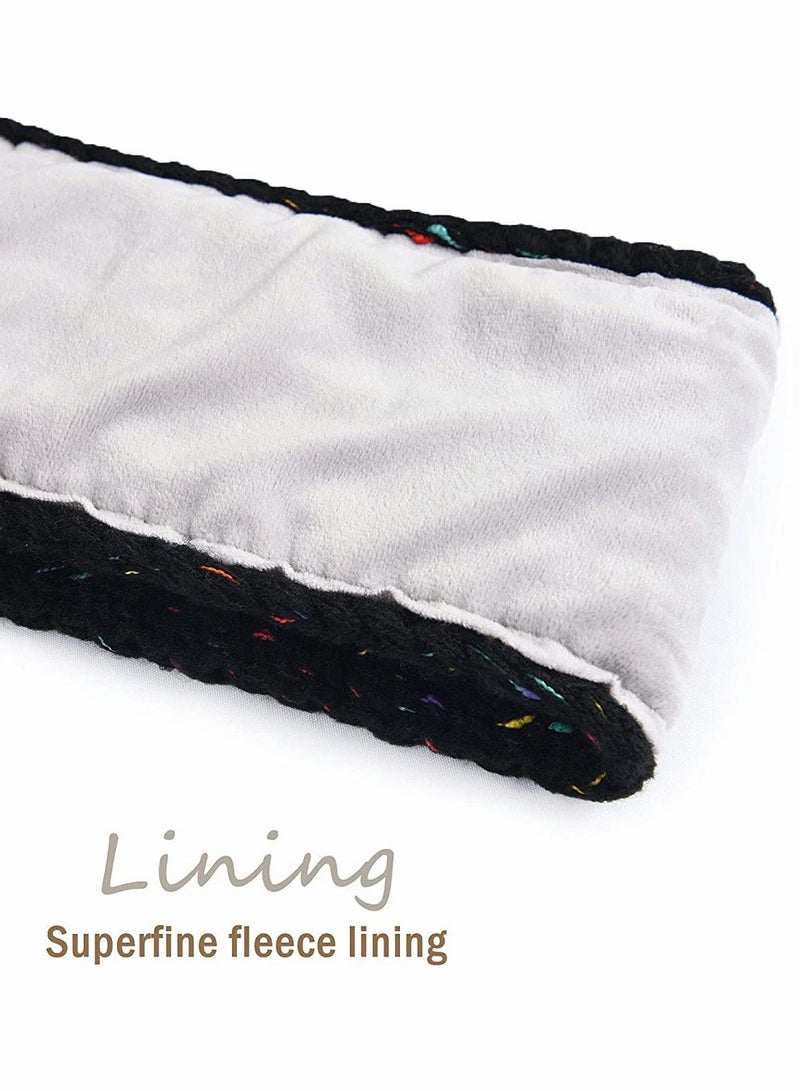 Loquat Womens Ear Warmers Headbands Winter Warm Fuzzy Cable Knit Head Wrap One Size (Black-Beige) - Image 3