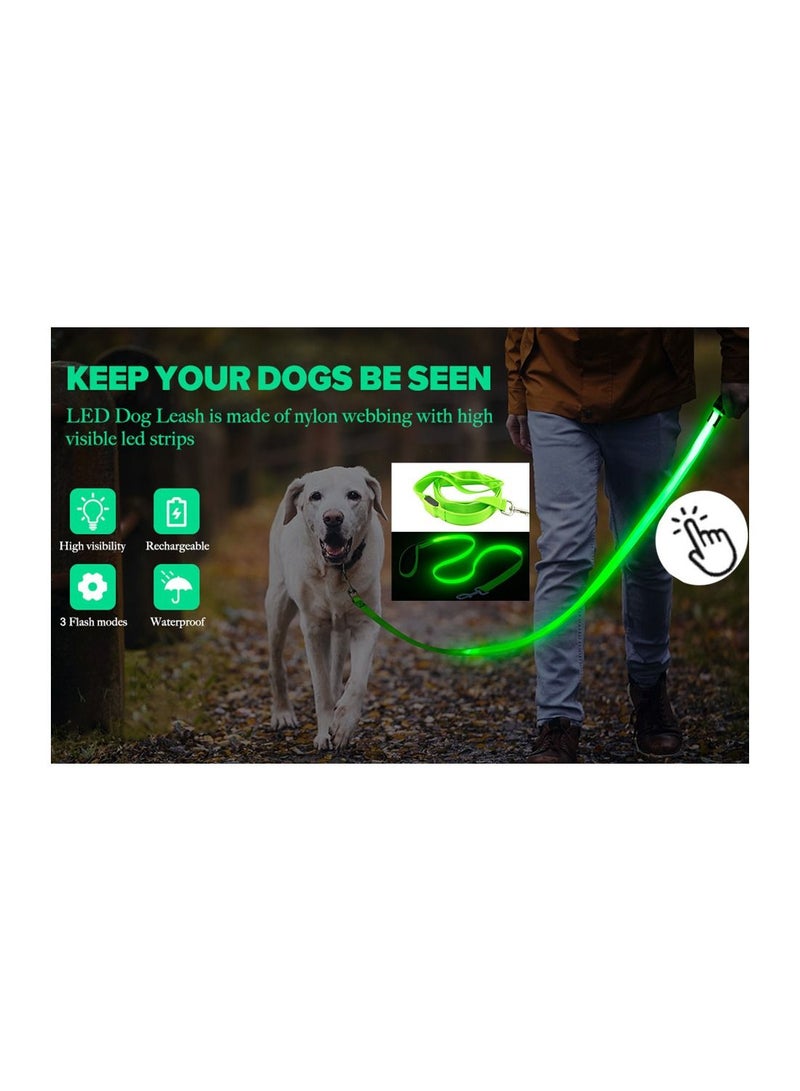 USB Rechargeable Nylon Webbing Glow Safety Light Up Pet Leashes LED Dog Leash for Dog - Image 2