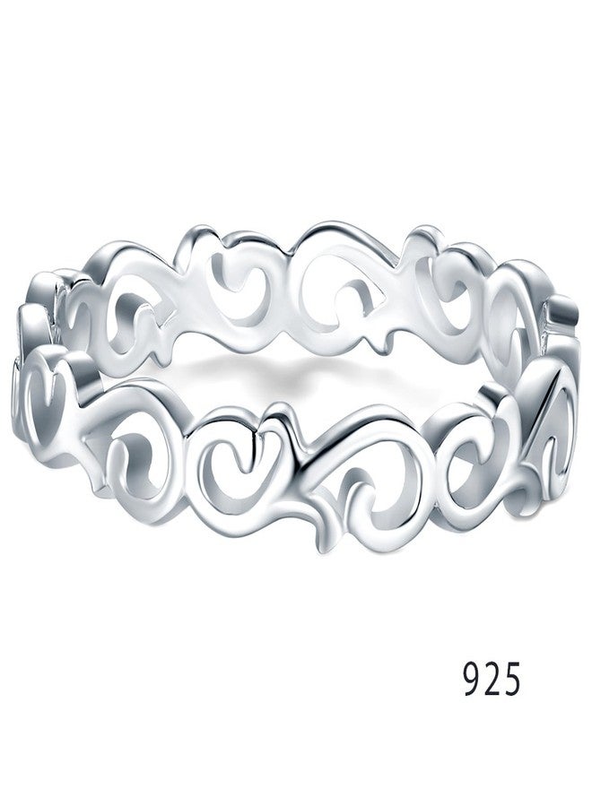 BORUO 925 Sterling Silver Ring Celtic Knot Heart High Polish Tarnish Resistant Eternity Wedding Band Stackable Ring Size 10 - Image 2